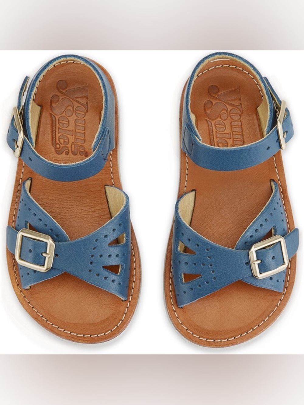 Young Soles Pearl Sandal Ocean Blue Leather Unisex Sandals | EU 23 US 7
